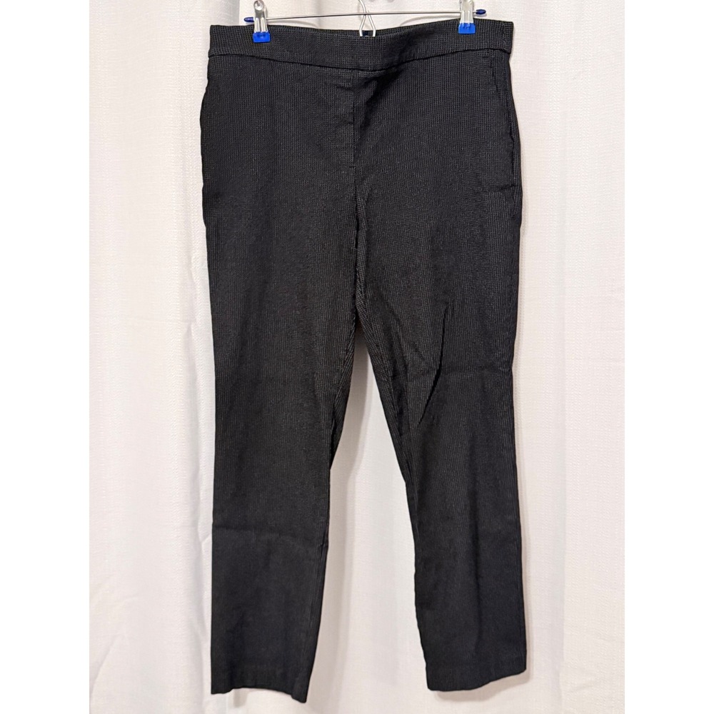 Hilary Radley Womens Black White Micro Grid Pull On DressPants Large D4598-E2494